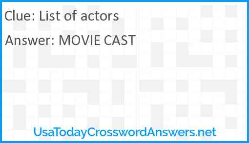 List of actors Answer