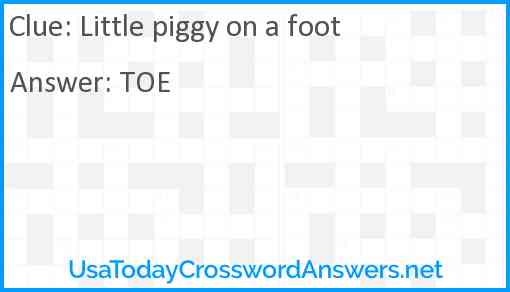Little piggy on a foot Answer