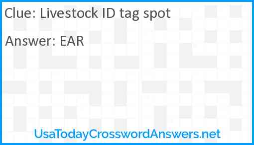Livestock ID tag spot Answer