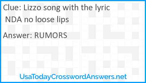 Lizzo song with the lyric NDA no loose lips Answer