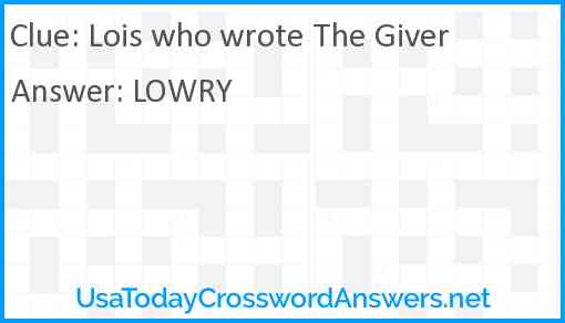 Lois who wrote The Giver Answer