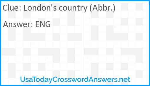 London's country (Abbr.) Answer