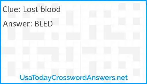 Lost blood Answer