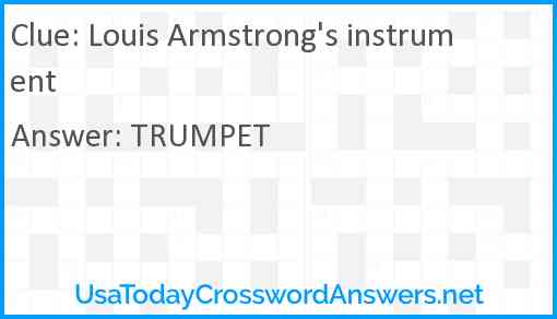 Louis Armstrong's instrument Answer