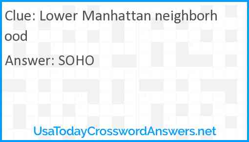 Lower Manhattan neighborhood Answer