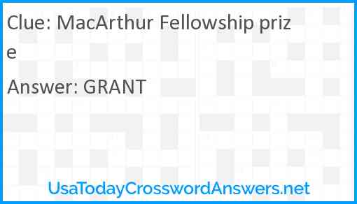 MacArthur Fellowship prize Answer