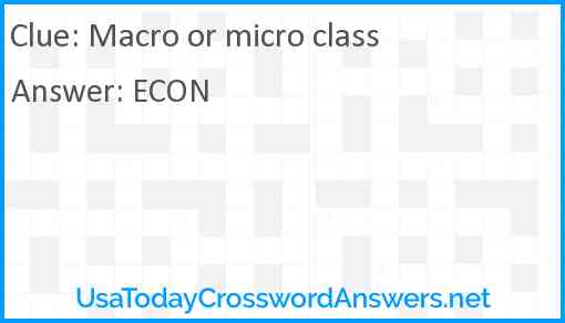 Macro or micro class Answer