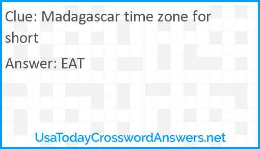 Madagascar time zone for short Answer