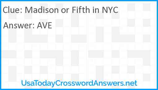 Madison or Fifth in NYC Answer
