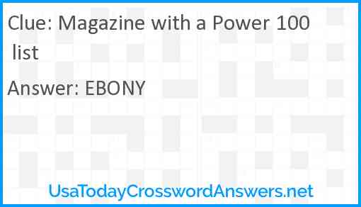 Magazine with a Power 100 list Answer