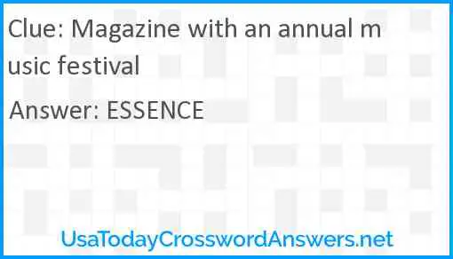 Magazine with an annual music festival Answer