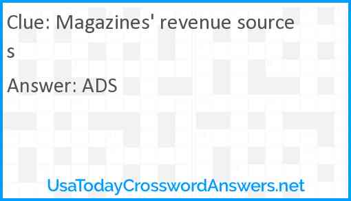 Magazines' revenue sources Answer