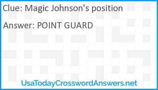 Magic Johnson's position Answer