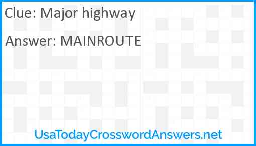 Major highway Answer