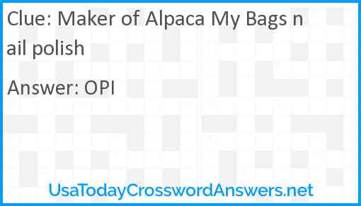 Maker of Alpaca My Bags nail polish Answer