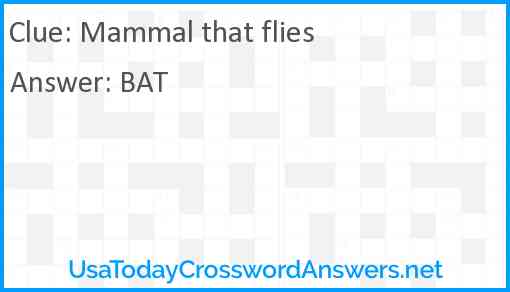 Mammal that flies Answer