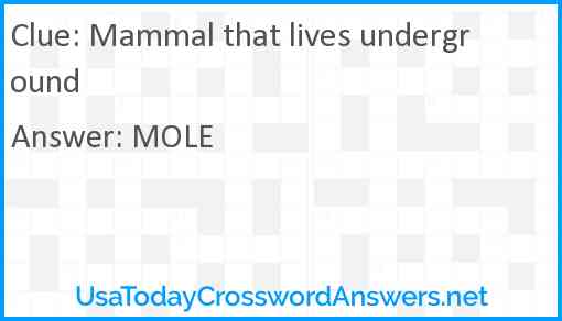 Mammal that lives underground Answer