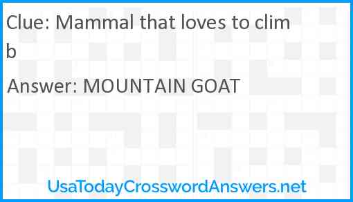 Mammal that loves to climb Answer