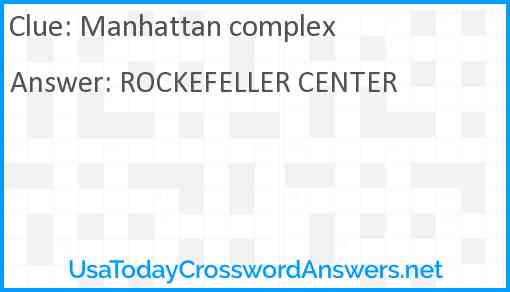 Manhattan complex Answer