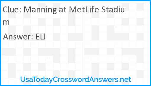 Manning at MetLife Stadium Answer