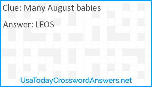 Many August babies Answer