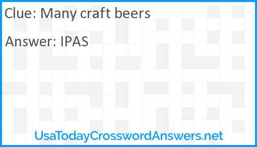 Many craft beers Answer