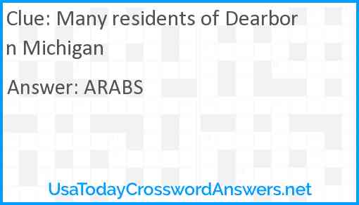 Many residents of Dearborn Michigan Answer