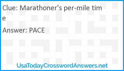 Marathoner's per-mile time Answer