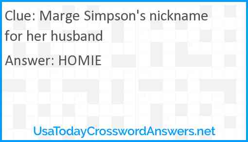 Marge Simpson's nickname for her husband Answer