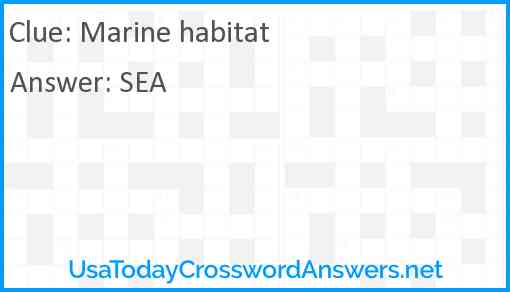 Marine habitat Answer