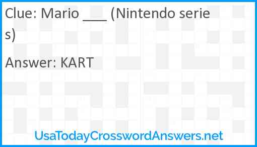 Mario ___ (Nintendo series) Answer