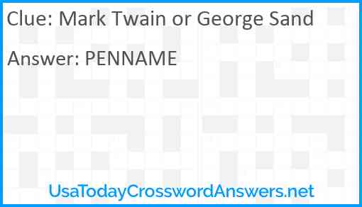 Mark Twain or George Sand Answer