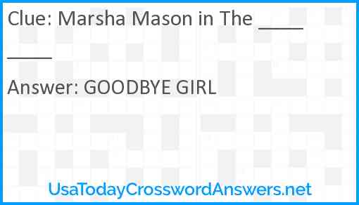 Marsha Mason in The ____ ____ Answer