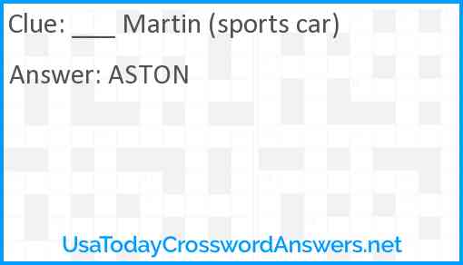 ___ Martin (sports car) Answer