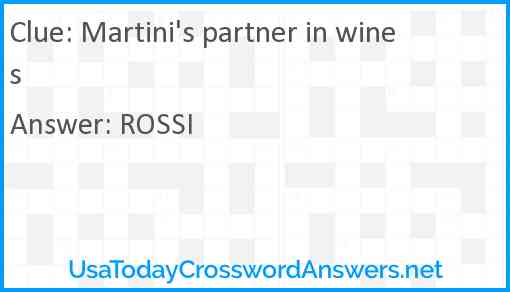Martini's partner in wines Answer