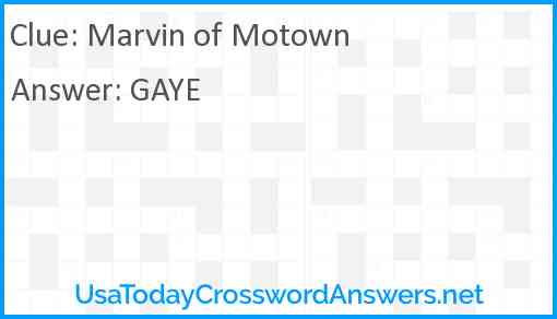 Marvin of Motown Answer