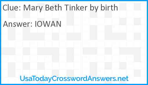 Mary Beth Tinker by birth Answer