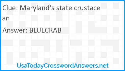 Maryland's state crustacean Answer
