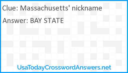 Massachusetts nickname Answer