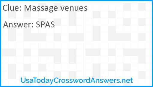 Massage venues Answer