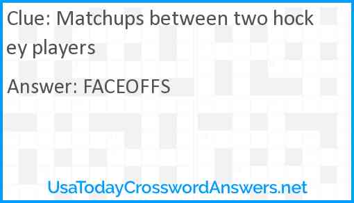 Matchups between two hockey players Answer