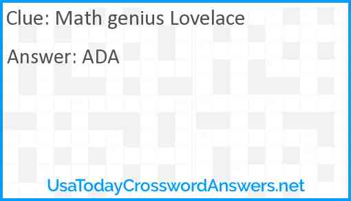 Math genius Lovelace Answer