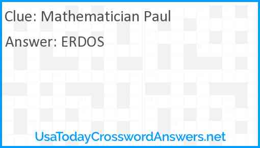 Mathematician Paul Answer