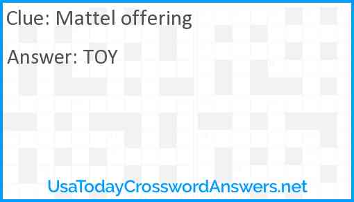 Mattel offering Answer