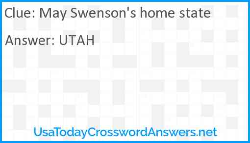May Swenson's home state Answer
