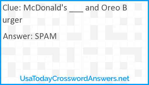 McDonald's ___ and Oreo Burger Answer