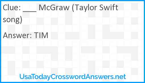 ___ McGraw (Taylor Swift song) Answer