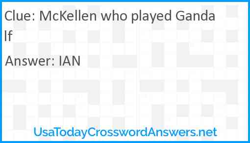 McKellen who played Gandalf Answer