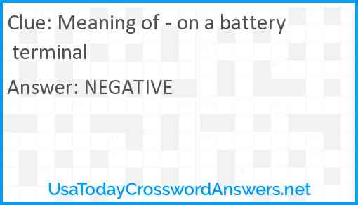 Meaning of - on a battery terminal Answer
