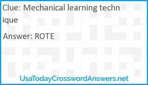 Mechanical learning technique Answer